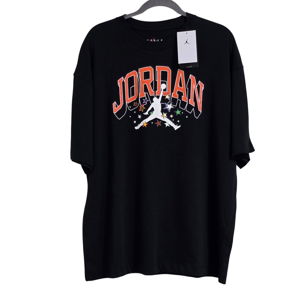 Jordan Brand T-Shirt Women's Medium Black Oversized Graphic Jumpman New
